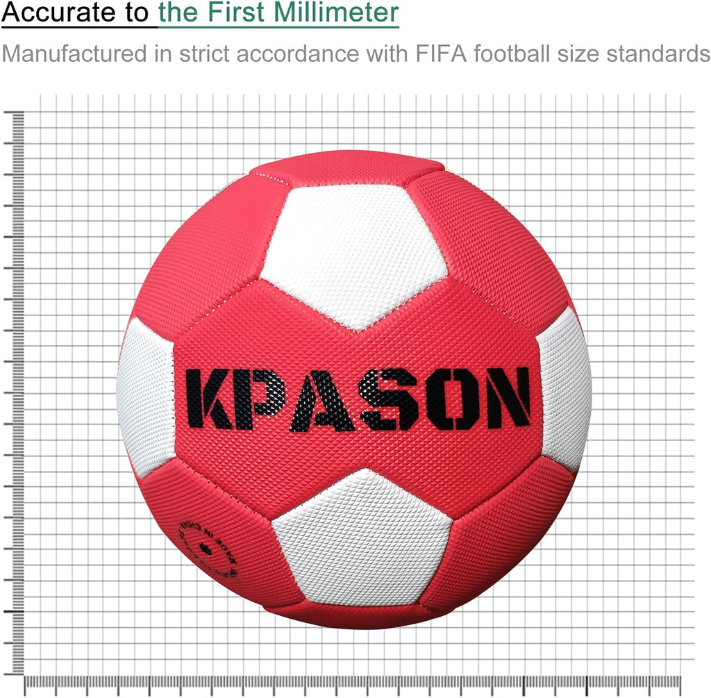 Soccer Ball Size 5 with Pump for Girls Boys Kids Youth and Adult Training, Sports Soccer Balls Outdoor Indoor Gifts (Red-White)