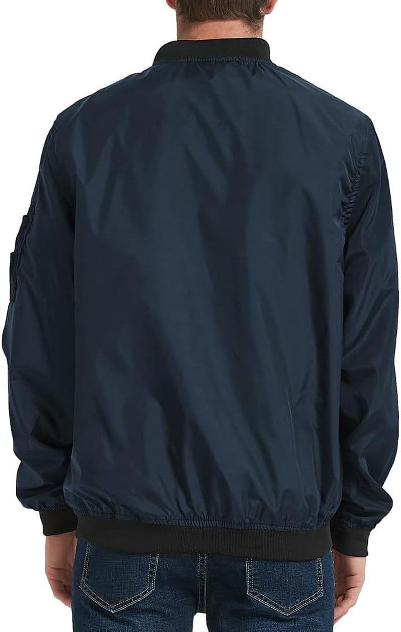 Mens Bomber Jacket Slim Fit Casual Windproof Lightweight Jackets