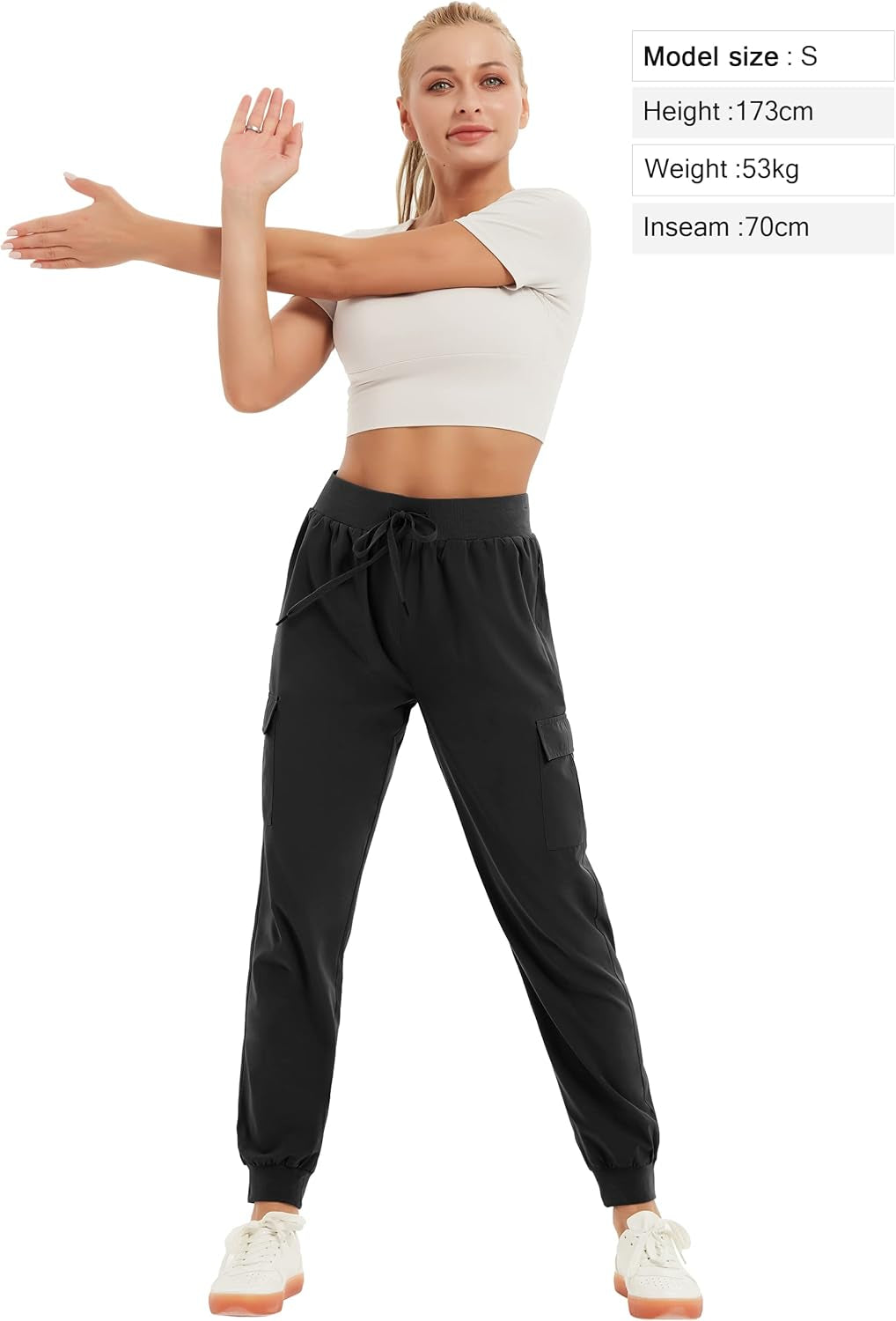 Cargo Pants Women with 6 Pockets Scrub Lightweight Hiking Pants High Rise Drawstring Joggers Workout Pants Casual Outdoor