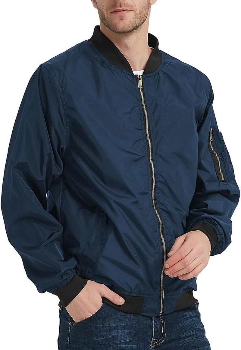Mens Bomber Jacket Slim Fit Casual Windproof Lightweight Jackets